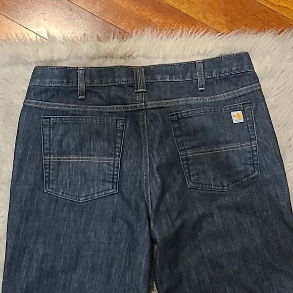 Carhartt womens dark wash‎ fire resistant original fit jeans size 14 - Picture 7 of 8